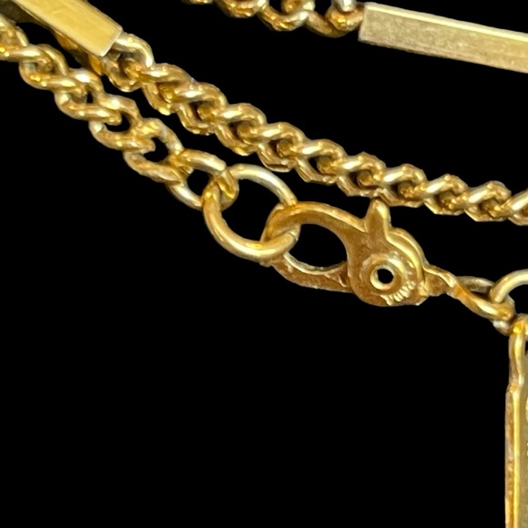 MONET Vintage Gold Plated Bar Link Chain Necklace Sister Clasp Closure Signed - Picture 3 of 7